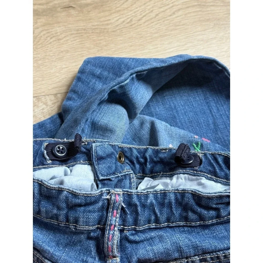 EUC Kids Girls Gap Denim embroidered Y2K Vintage flare jeans hearts size 6